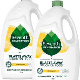Seventh Generation Dishwasher Detergent Gel, Lemon Scent, Plant-Based Formula, 2 x 70 oz Bottles (Pack of 2)