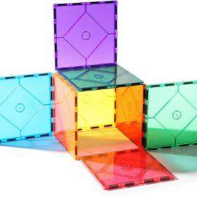 Magnetic Building Tiles for Kids – 8 Piece Large Square STEM Construction Set, Educational Montessori Sensory Toys for Toddlers 3+, Boys & Girls