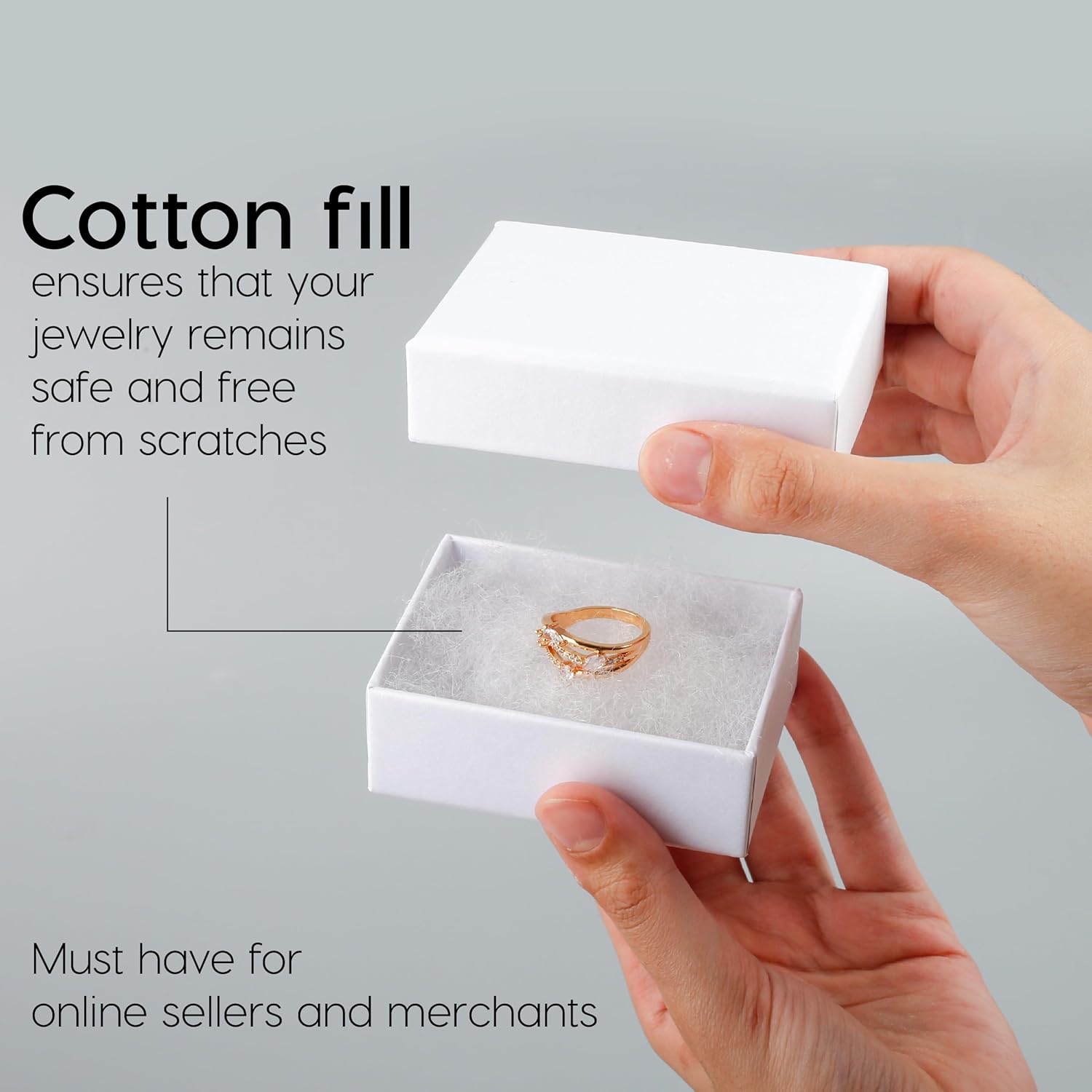 BULK PARADISE 6-Pack Cotton-Filled White Jewelry Gift Boxes – 3.08" x 2.28" x 1.1" Small Cardboard Storage for Rings, Earrings, & Keepsakes – Ideal for Retail, Shipping & Crafts
