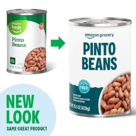 Amazon Fresh Pinto Beans, 15.5 Oz Canned – Pantry Essential for Chili, Soups, and Stews (Packaging May Vary)