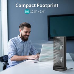 Dr. Prepare 13-Inch Portable Tower Fan – 3-Speed Oscillating Desk Fan with Timer, Dual Air Circulation for Bedroom, Office, and Dorm