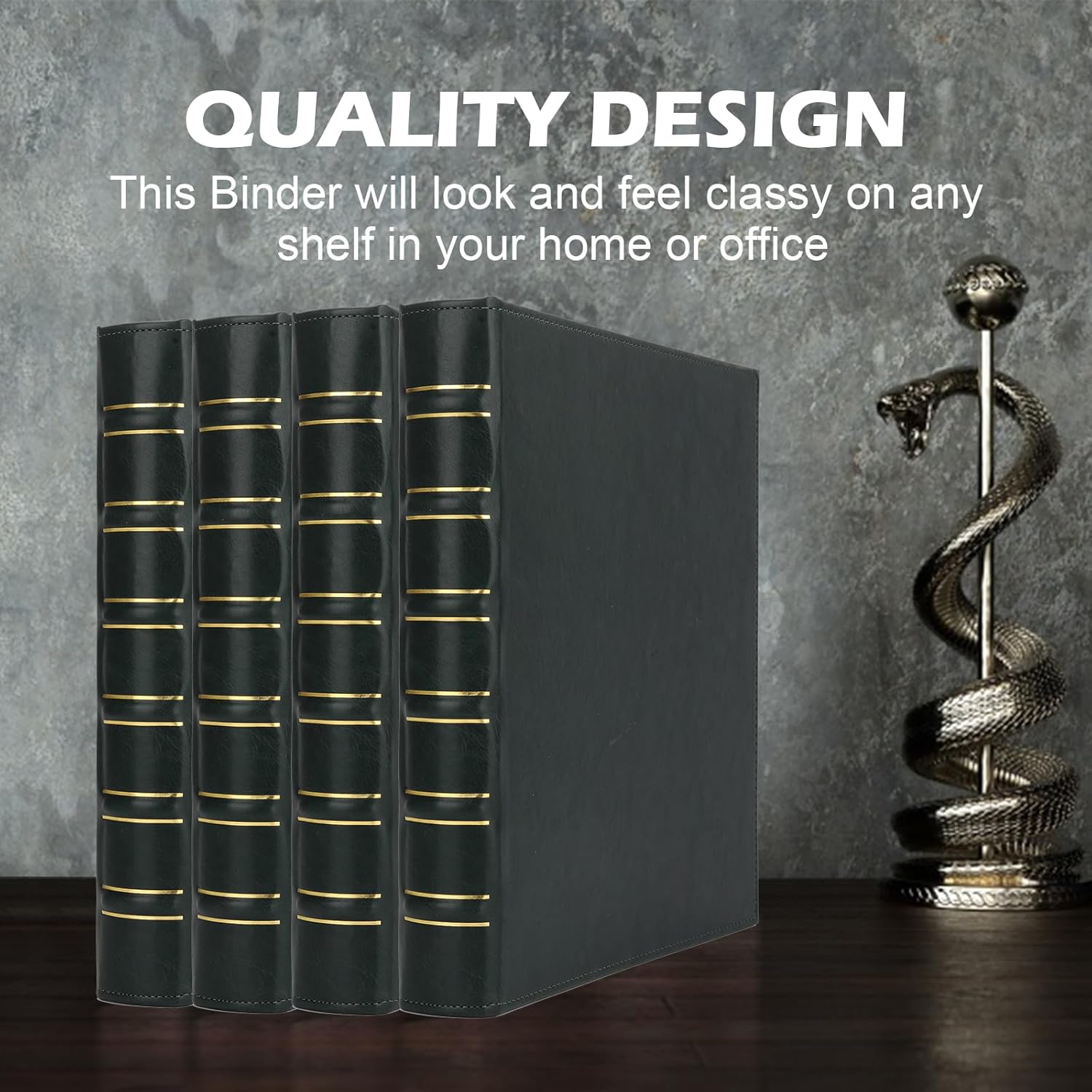 LETVPVOW Vintage 1 Inch D-Ring Binder - Premium Leather Hardcover Notebook Organizer for Office, School & Home - Elegant Dark Green
