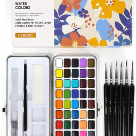 Grabie 50 Colors Watercolor Paint Set with 6 Detail Brushes - Portable Travel Kit for Beginners, Artists, & Plein Air Painting