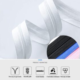 The Yards 10 Yard Bulk Zipper Roll - #5 Nylon Coil Zipper Tape with 20PCS Sliders, Black Continuous Chain for Sewing, DIY Bags & Pillowcases