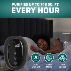 GermGuardian AC4880B 22-in-1 Smart HEPA Air Purifier – Large Room Up to 743 Sq. Ft. with UV-C Light & Air Quality Monitor