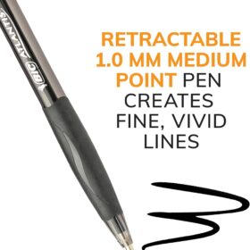 BIC Glide Retractable Ballpoint Pens, 1.0mm Medium Point, Black Ink, 4-Count Pack with Comfort Grip
