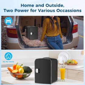 Antarctic Star 4L Mini Fridge - Portable Cooler & Warmer for Skincare, Cosmetics, Beverages & Food - AC/DC 12V Car, Home, Office & Dorm - Black
