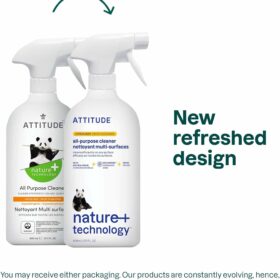 ATTITUDE All Purpose Cleaner Spray – EWG Verified, 94% Plant-Based, Streak-Free Multi-Surface Cleaner for Kitchen, Bathroom & Glass, Citrus Zest, 27.1 Fl Oz