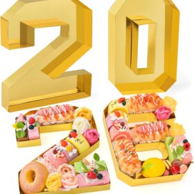 2026 Number Charcuterie Tray - Gold Fillable Cardboard Box for Graduation, Birthday & New Year Party Decorations (10.2'')