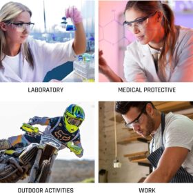 HPYNPES 4-Pack Safety Glasses – Clear Anti-Fog Over-Spec Goggles, UV Resistant Industrial Eye Protection