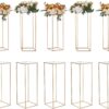 VEVOR Gold Geometric Flower Stand - Set of 10, 31.5” Modern Metal & Acrylic Centerpiece Columns for Weddings, Events, and Reception Décor
