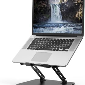 Ergonomic Adjustable Laptop Stand - Aluminum Foldable Riser with Cooling Vent & Anti-Slip Holders for 10-15.6 Inch Notebooks (Silver)
