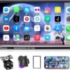 CAMECHO 7 Inch Double Din Car Stereo - Bluetooth MP5 Player with 4-LED Backup Camera, Mirror Link for iOS/Android, Steering Wheel Control & FM Radio Multimedia Receiver