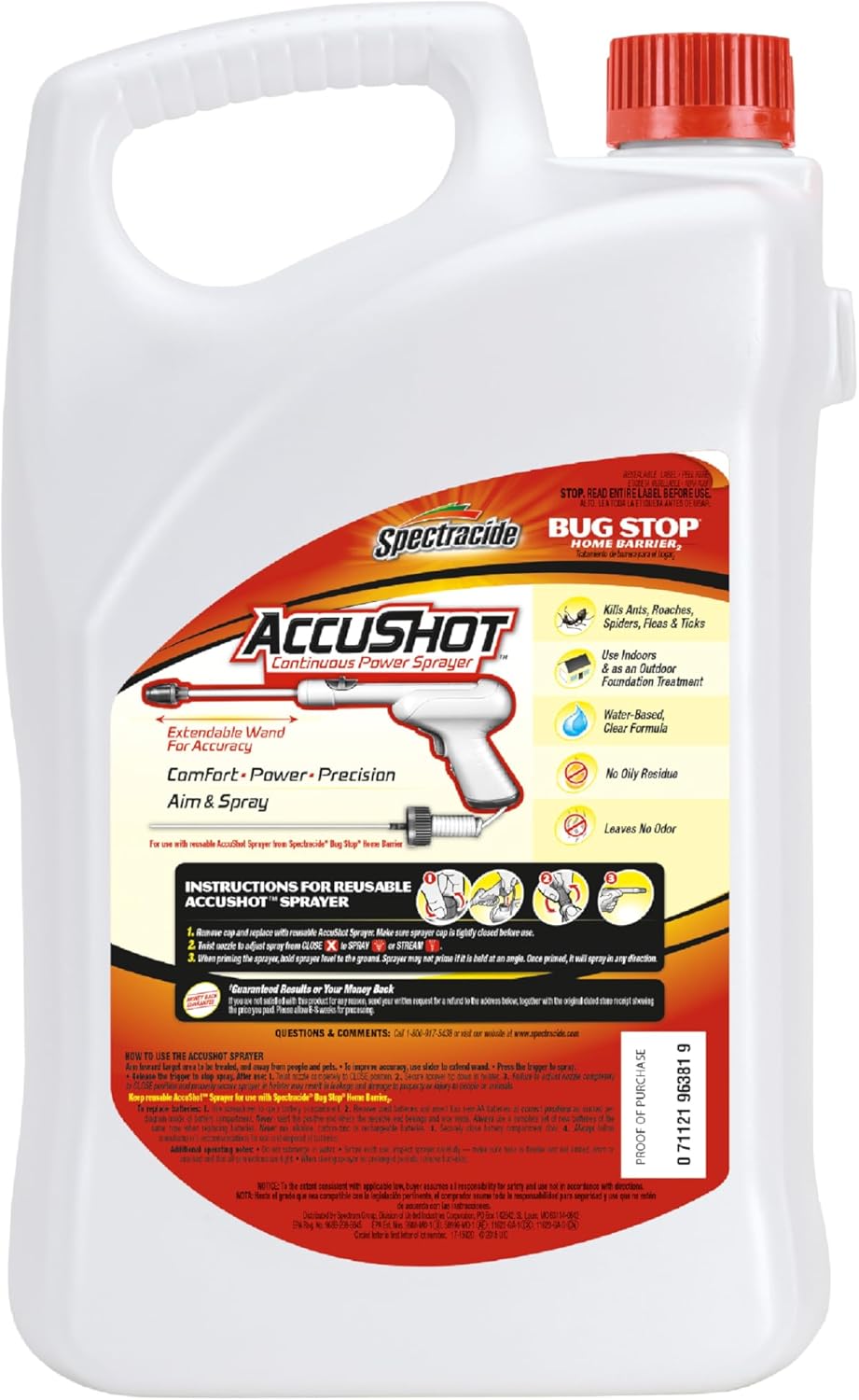 Spectracide Bug Stop Home Barrier Spray - Indoor/Outdoor Insect Killer for Ants, Roaches & Spiders, 1.33 Gallon Refill