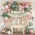 Pink and Sage Green Birthday Decorations Kit - 70Pcs Elegant Balloons, Gold Fringe Curtain & Banner for Women's Baby Shower or Bridal Party