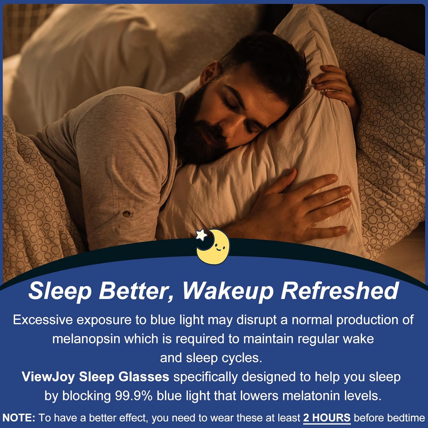 ViewJoy Blue Light Blocking Glasses - 99.9% Amber Orange Lens for Sleep, Eye Strain & Gaming - Dual AR Coating, Scratch Resistant