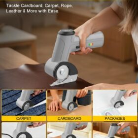 4V Cordless Electric Scissors – Upgraded Power Rotary Fabric Cutter with LED Light, 1/4" Capacity for Cardboard, Carpet & Plastic