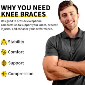 CAMBIVO Knee Braces for Pain Relief (2-Pack) – Premium Compression Knee Sleeves with 3D Knit Support & Anti-Slip Silicone for Meniscus, ACL, Arthritis, Running, and Workout