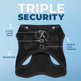 Voyager Step-In Air Dog & Cat Harness – All-Weather No Pull Mesh Vest with Reflective Bands – Black, Large