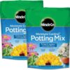 Miracle-Gro Moisture Control Potting Mix 2-Pack – 8 Qt. Bags, Protects Against Over & Under Watering, Enriched with AquaCoir Formula