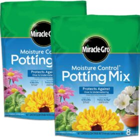 Miracle-Gro Moisture Control Potting Mix 2-Pack – 8 Qt. Bags, Protects Against Over & Under Watering, Enriched with AquaCoir Formula