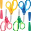 Huhuhero Safety Scissors for Kids – 4-Pack Blunt Tip Toddler Scissors with Protective Covers, Assorted Colors for Arts & Crafts (Ages 4+)