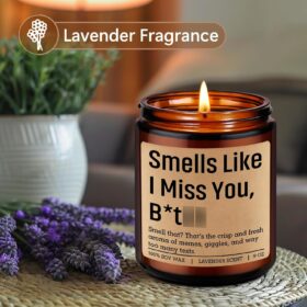 LEADO Scented Candle – Long Distance Gifts for Her, Him & Best Friends – 9oz Lavender Aromatherapy Jar Candle for Relaxation – Fun 'Miss You' Birthday, Moving Away & Friendship Present for Sister & BFF