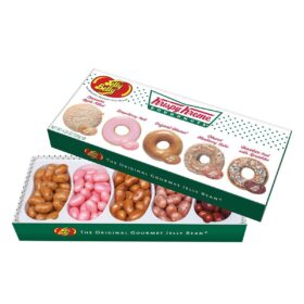 Jelly Belly Krispy Kreme Jelly Beans 4.25oz Gift Box - 5 Gourmet Doughnut Flavors (Original Glazed, Chocolate Iced, Strawberry & More)