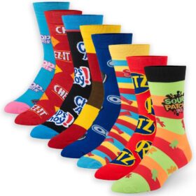 Snack Food Novelty Crew Socks – 8-Pack Fun Food Patterned Gift Bundle for Men & Women