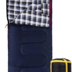 REDCAMP Cotton Flannel Sleeping Bag for Adults & Kids - Warm Envelope Sleeping Bag with Waterproof Shell for Cold Weather Camping, Backpacking & Outdoor Adventures