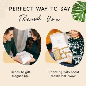 Gratitude Deluxe Gift Box for Women - Thank You Appreciation Gift Set with 18oz Glass Cup, Soy Candle, Bath Bomb, Scented Soap & Greeting Card - Best Coworker, Teacher, Nurse, Employee & Birthday Gift Ideas