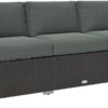Outsunny 3-Person Outdoor Patio Sofa – Dark Gray PE Wicker Couch with 24.5" Deep Seats, Wide Armrests, and 4" Cushions