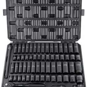 VEVOR 65-Piece 1/2" Drive Impact Socket Set, Cr-V Steel 6-Point Metric & SAE Mechanic Tool Kit with Ratchet, Extensions, & Storage Case