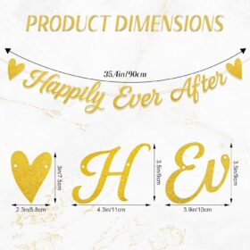 Gold Glitter 'Happily Ever After' Banner – Pre-Strung Bridal Shower & Wedding Party Decorations