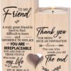 Personalized Wooden Candle Holder for Best Friend - Double-Sided Engraved Gift for Unbiological Sister, Birthday, Friendship & Christmas Present with Scented Candles