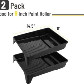 Bates 9-Inch Paint Trays (2-Pack) – Heavy Duty Plastic Deep Well Paint Roller Tray with Textured Ridges for Smooth, Even Paint Distribution