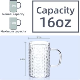 Unbreakable Clear Coffee Mugs Set of 4 – 16 Oz Reusable Plastic Drinking Cups with Handles – Dishwasher Safe Tumblers for Home, Kitchen, Patio, and RV
