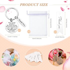 Yinkin 12-Pack Employee Appreciation Gift Set – Inspirational Stainless Steel Keychains with Thank You Cards & Organza Bags for Office Staff, Teachers & Coworkers
