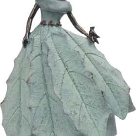 DiliComing Ruffle Dress Maiden Statue - Rustic Bronze Resin Fairy Garden Figure & Indoor Tabletop Sculpture for Bookshelves, Patios, and Living Room Decor