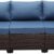 Rattaner 3-Piece Outdoor Patio Wicker Sofa Set – All-Weather Rattan Couch with Steel Frame, Deep Seating & Blue Cushions