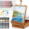 Falling in Art Beechwood Desktop Easel Set – 27-Piece All-in-One Acrylic Painting Kit with Portable Box Easel, Canvas Panels, Brushes & Pigments – Complete Art Supply Set for Adults, Beginners & Professionals
