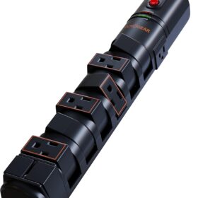 ECHOGEAR VoltSpin Surge Protector – 8-Outlet Rotating Power Strip with Flat Plug, 6ft Cord, 2160J Protection & Cable Management