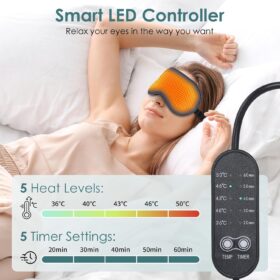 Electric Heated Eye Mask for Dry Eyes, Migraines & Sleep - Adjustable Temp & Timer with Washable Silk Cover