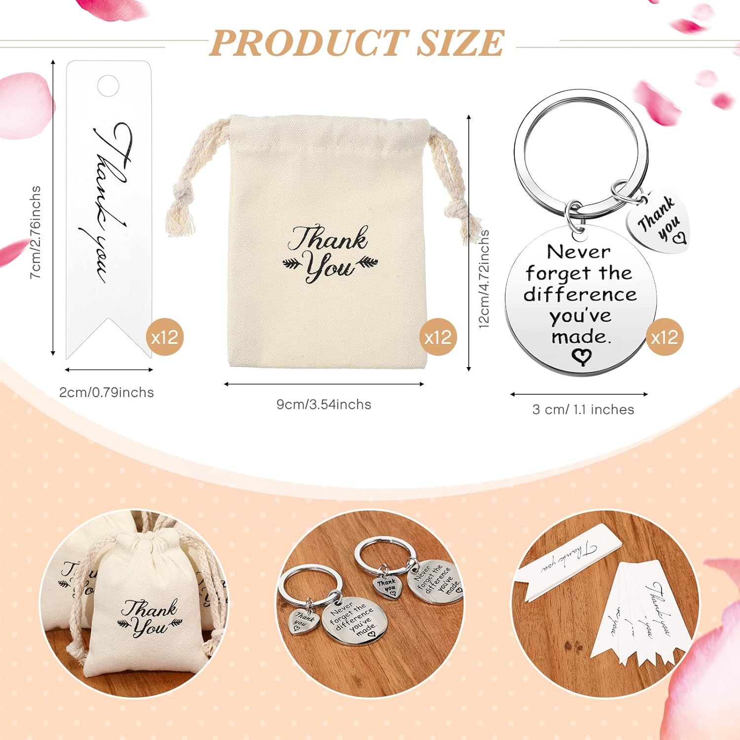 Yinkin 36-Piece Bulk Employee Appreciation Gift Set – Inspirational Keychains with Drawstring Bags for Office Staff, Teachers, and Coworkers