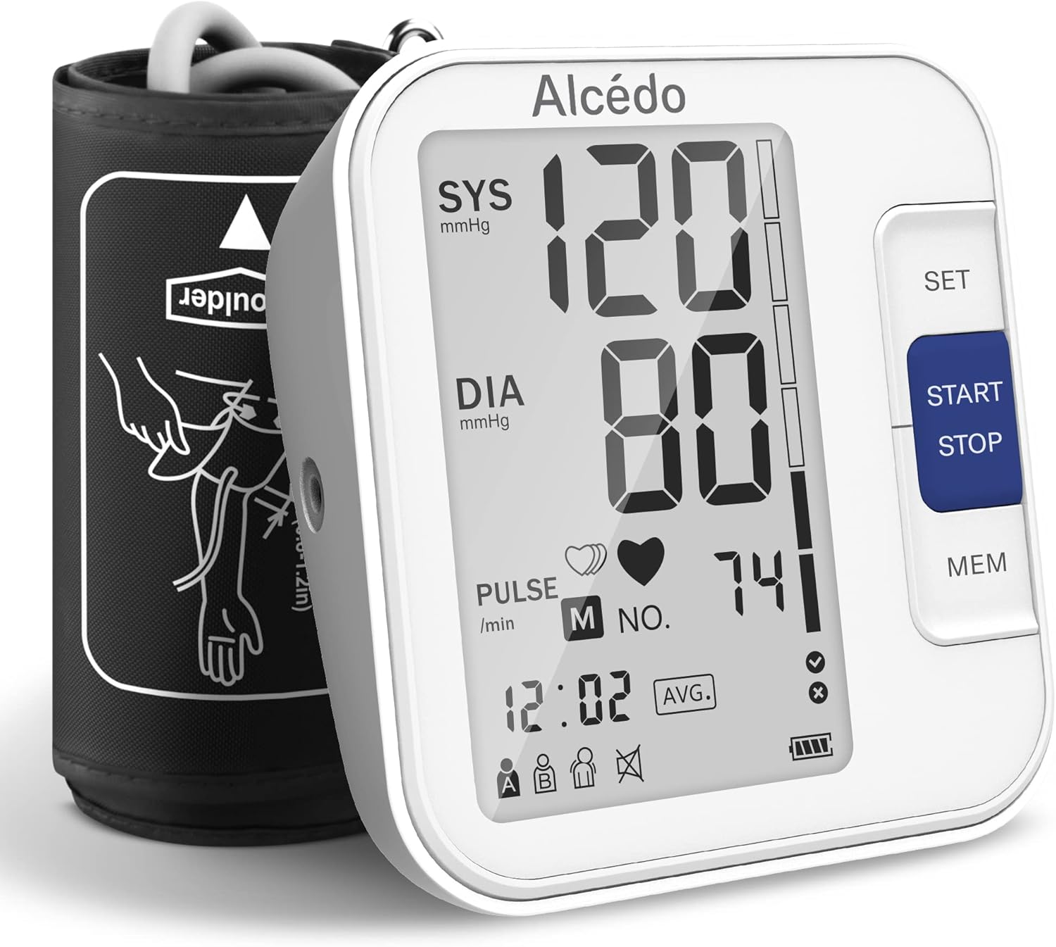 Alcedo Fully Automatic Digital Blood Pressure Monitor – Talking Upper Arm BP Machine with Large LCD, Irregular Heartbeat Detection, and 2x120 Memory