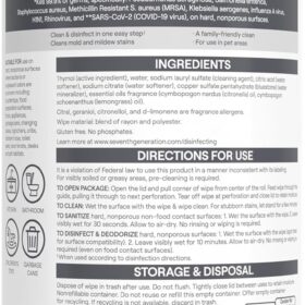 Seventh Generation Disinfecting Multi-Surface Wipes, Lemongrass Citrus Scent, Kills 99.99% of Viruses & Bacteria, 3 Packs (210 Wipes Total)