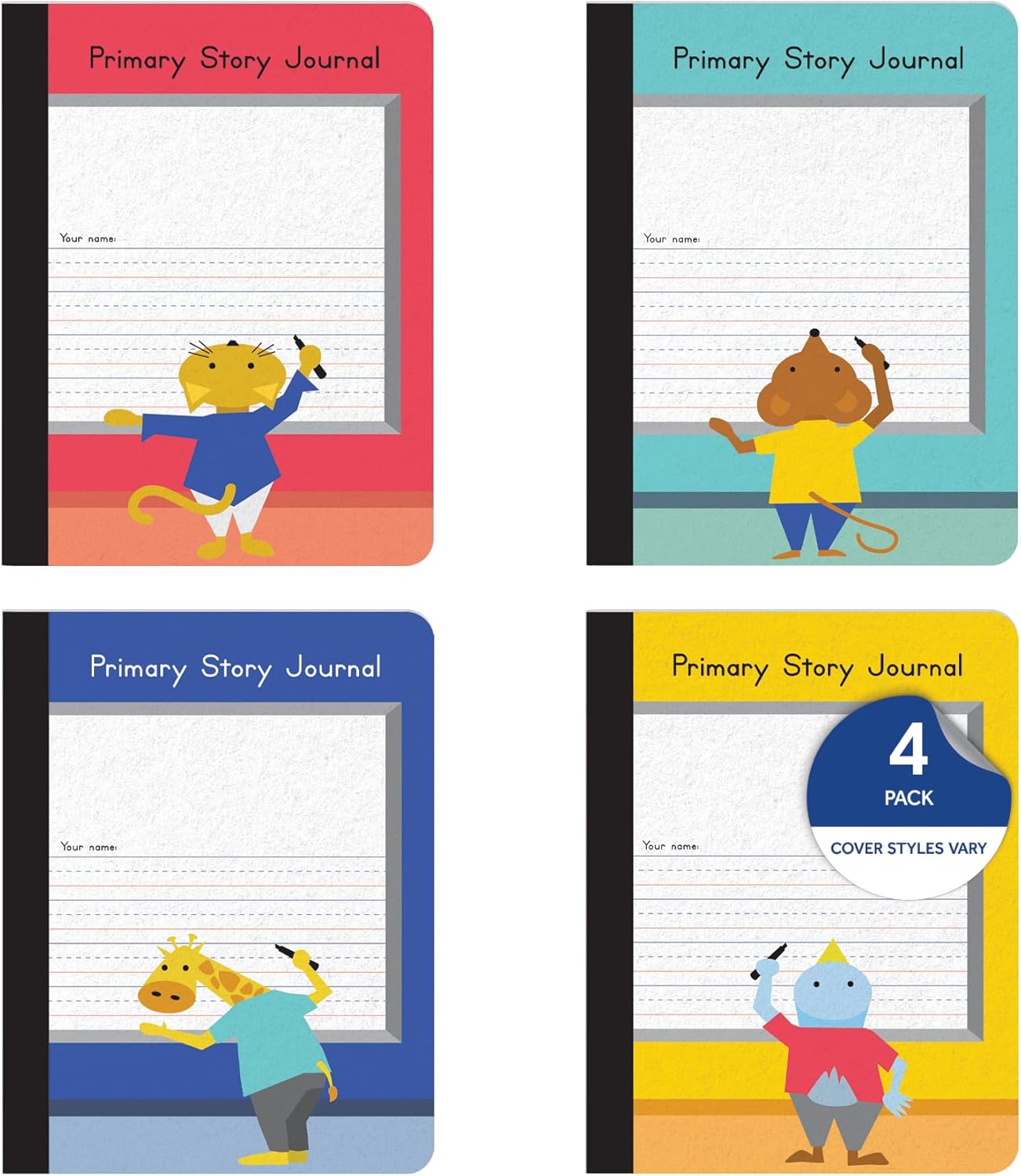 Oxford Primary Composition Notebooks (Pack of 4) – 9.75” x 7.5” K-2 Story Journals with Drawing Space & Primary Ruling for Handwriting Practice