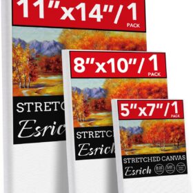3-Pack Stretched Canvas for Painting – Multi-Size Artist Canvas Set (11x14, 8x10, 5x7) – Triple Primed Wooden Frames for Oil, Acrylic & Watercolor – Ideal for Kids, Students & Professionals