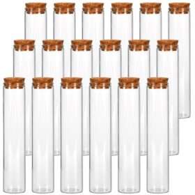 SUPERLELE 18-Pack Borosilicate Glass Test Tubes with Cork Stoppers – 25x120mm Clear Tubes for Plant Propagation, Science Experiments, Party Favors, and Storage
