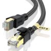 CABNEER Cat 8 Ethernet Cable 15 Ft – High Speed 40Gbps Internet Cord, Shielded Braided LAN Network Cable with Gold Plated RJ45 Connector, Heavy Duty for Gaming, Streaming, Smart TV (Black)